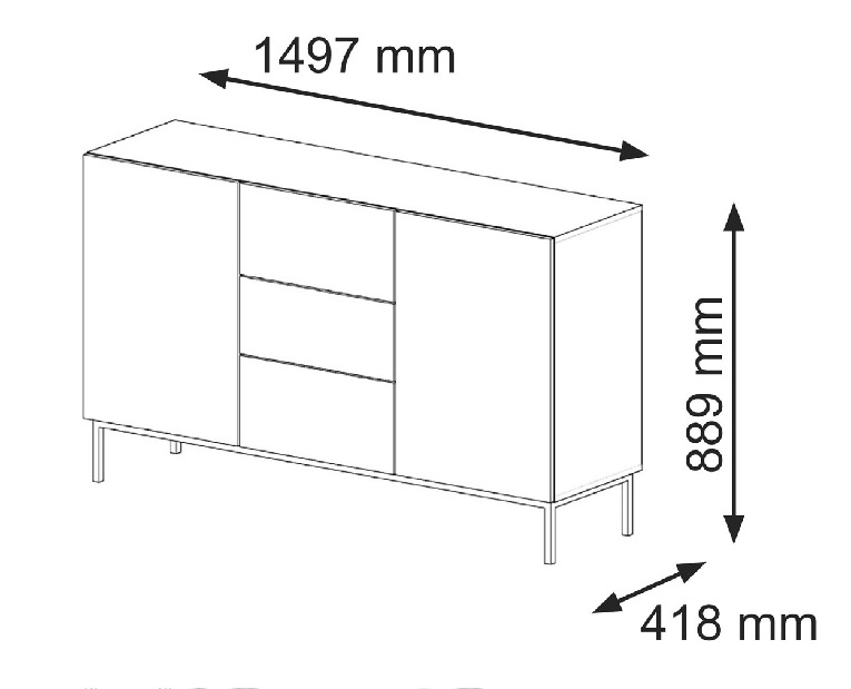 Komoda Rawy 2d3s (čierna)