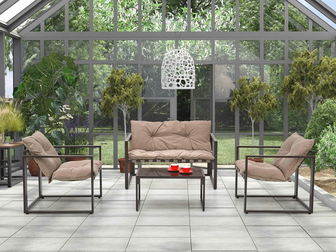 Mobilier de grădină Shadx (Negru + cappuccino)