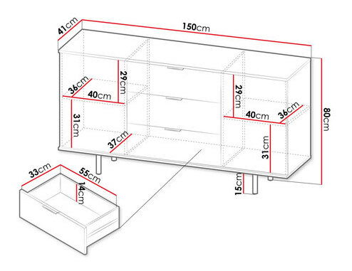 Komoda Newelon K2D3SZ NW02 (kašmír + zlatá) 