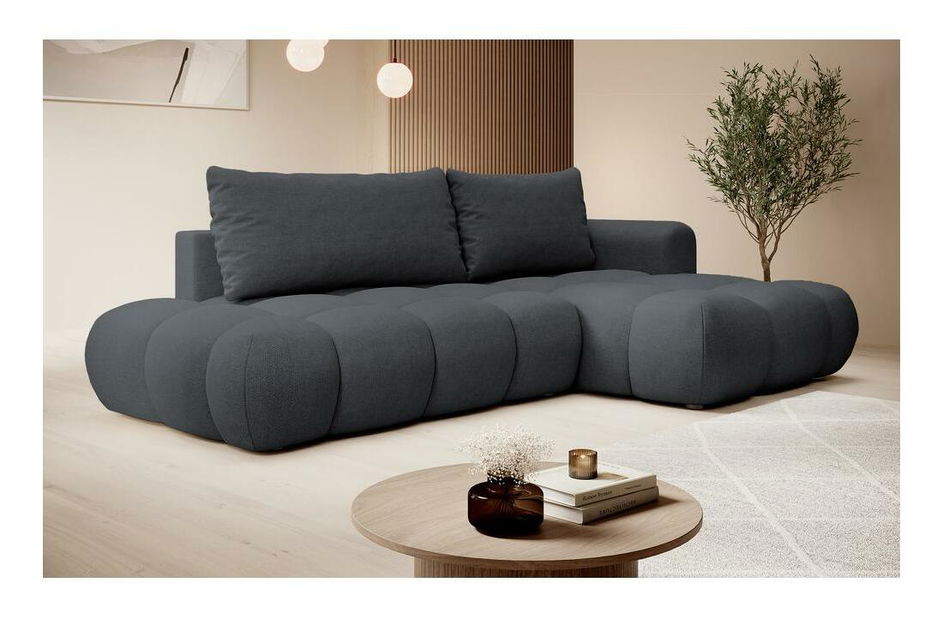 Rohová sedacia súprava Ombre (P) (čierna + čierna)