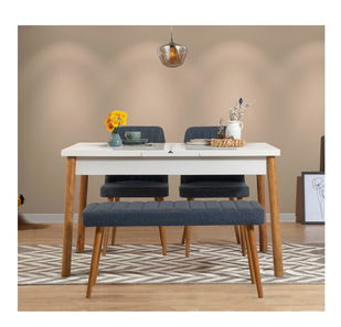 Set mobilier sufragerie Vlasta 4 (pin atlantic + albastru marin) (pentru 4 persoane)