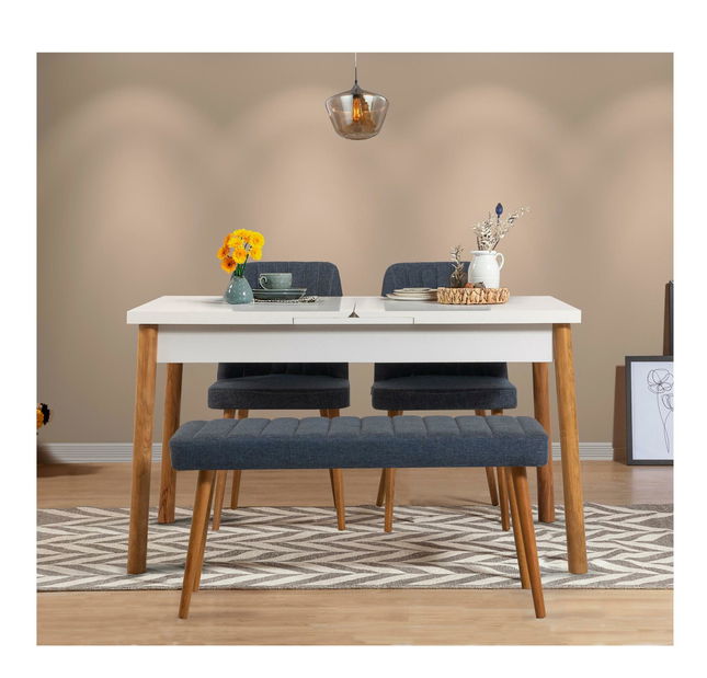 Set mobilier sufragerie Vlasta 4 (pin atlantic + albastru marin) (pentru 4 persoane)