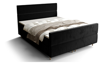 Manželská posteľ  Boxspring 160 cm Flu plus (čierna) (s matracom a úložným priestorom)