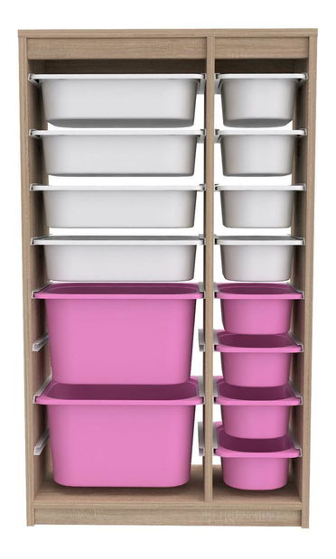 Organizator za igračke Dremonka 6 (hrast sonoma + bijela + ružičasta)