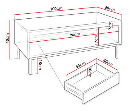 Măsuță de cafea Somkera 1SZ (Alb + Negru) 