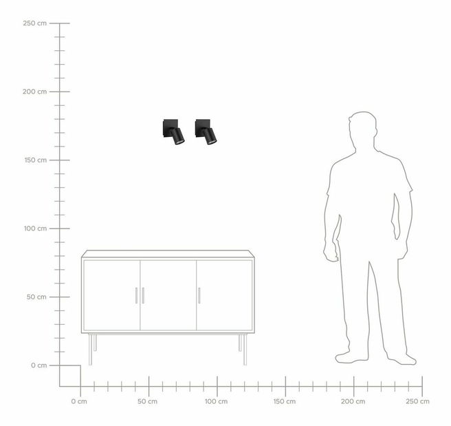Set 2 ks nástenného osvetlenia Takashi (čierna) 