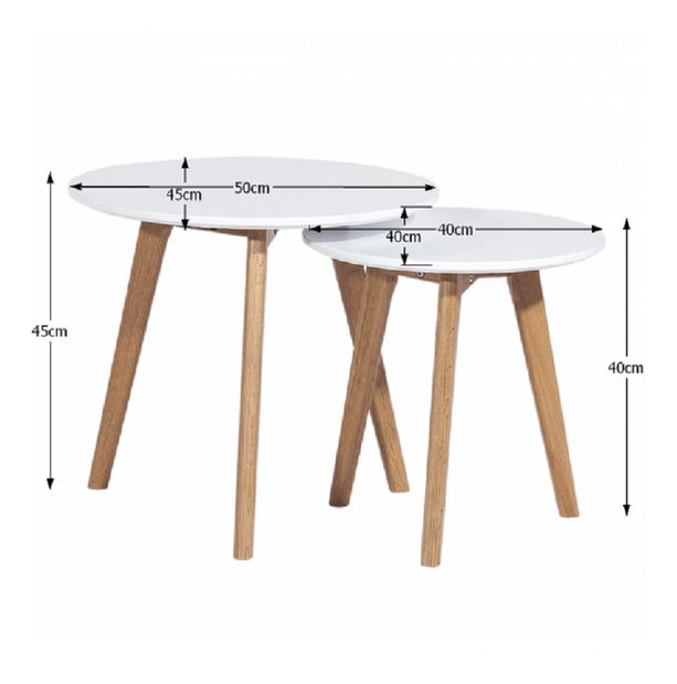 Dohányzóasztal szett (2 db) Melsa (fehér + bükk)