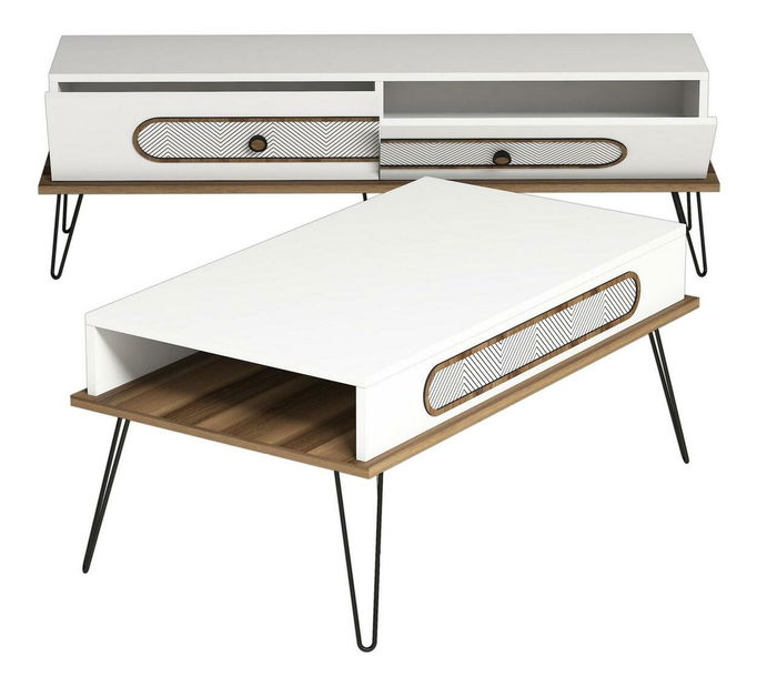 Súprava nábytku do obývačky Biladi 2 (biela)