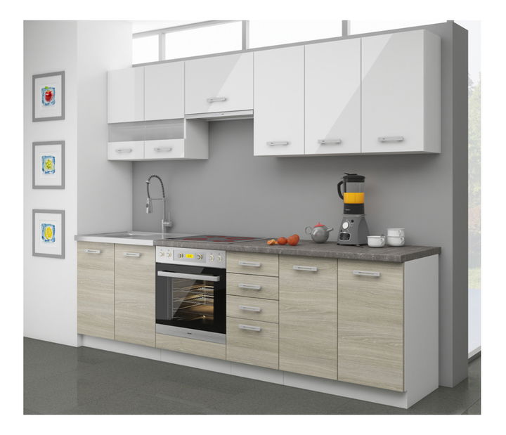 Kuchyňa Loile 4 260 cm (biela + dub latte)