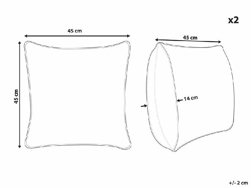 Set 2 ukrasna jastuka 45 x 45 cm Oxa (bež)