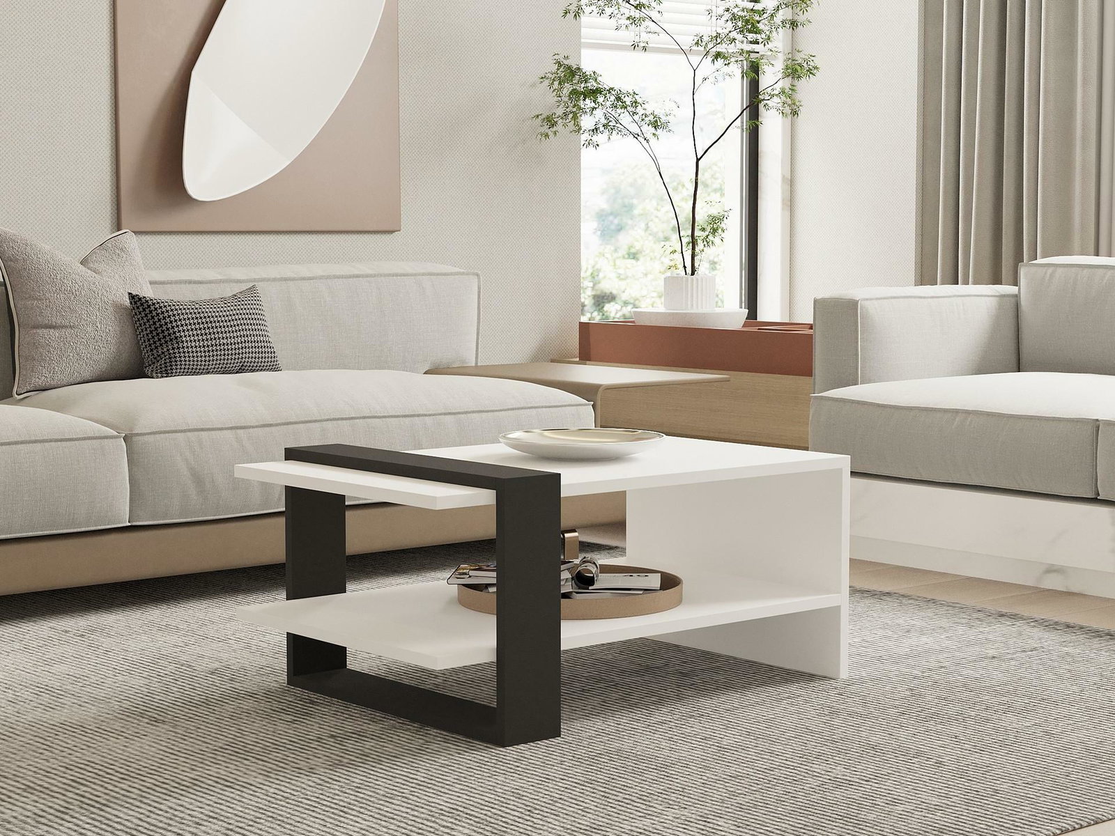 Măsuță de cafea Falck 1 (antracit + alb)