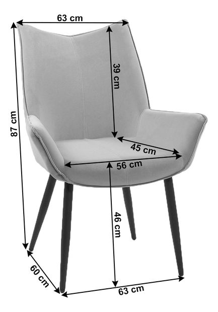 Fotoliu de sufragerie Chromit (gri + negru)