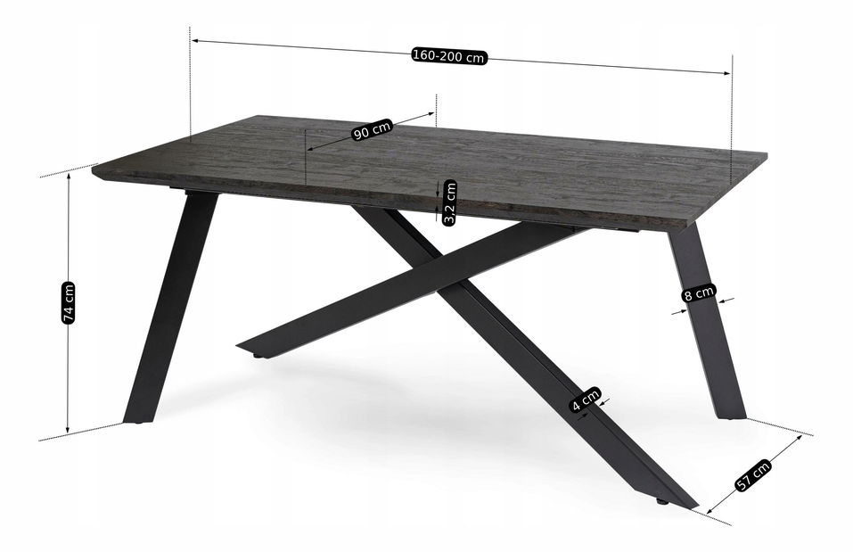 Masă sufragerie extensibilă Hinchandose (negru) (pentru 6-10 persoane)