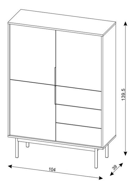 Comodă Vintana 3D3S (Negru + Auriu)