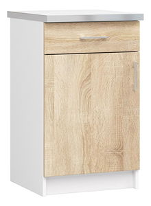 Dulap inferior de bucătărie Lula s50 sz1 (Alb mat + stejar sonoma)