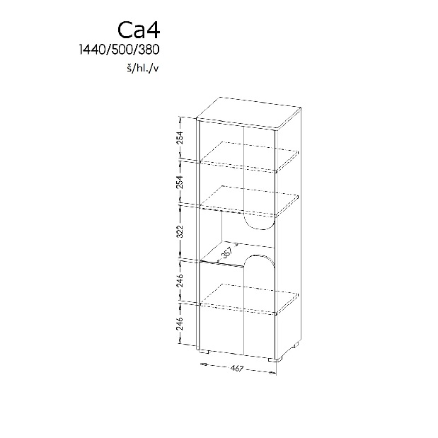 Komód typ CA4 Caryl (világos grafit + fényes fehér + nash tölgy)