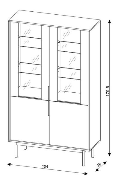 Vitrína Vintana 4D (čierna + zlatá)