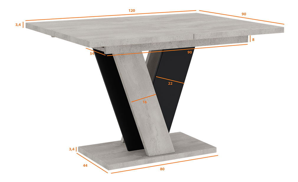 Masă de sufragerie Venag (gri deschis + Negru) (pentru 4 până la 6 persoane)