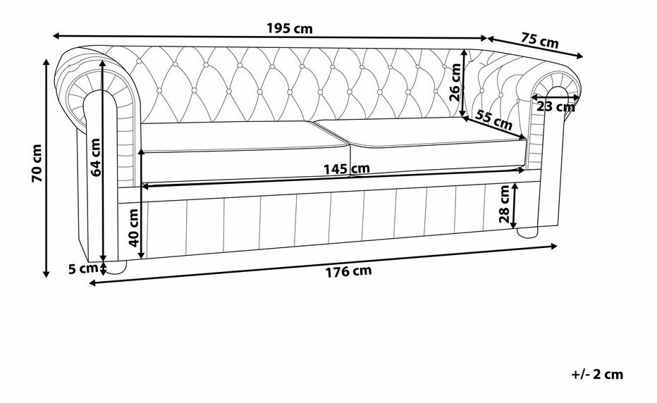 Kožená pohovka trojsedačka Chichester (hnedá)