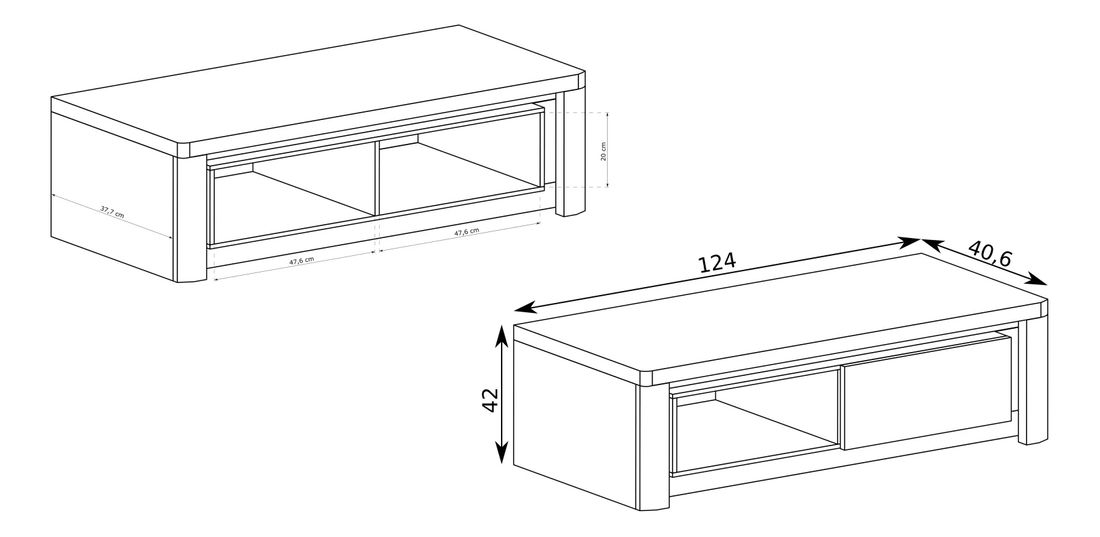 TV stolić/ormarić Livia 10 (s LED rasvjetom) (hrast ribbeck + bijeli sjaj)