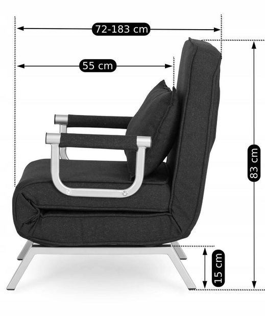 Rozkladacie kreslo Bancarias (čierna) 