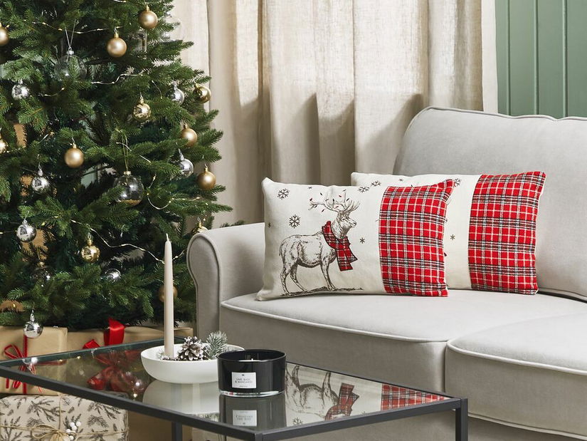 Sada 2 ozdobných vankúšov 30 x 50 cm Swen (biela + červená)