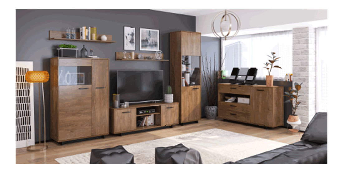 Raft Diram R1 (stejar bolzano + negru) (S)