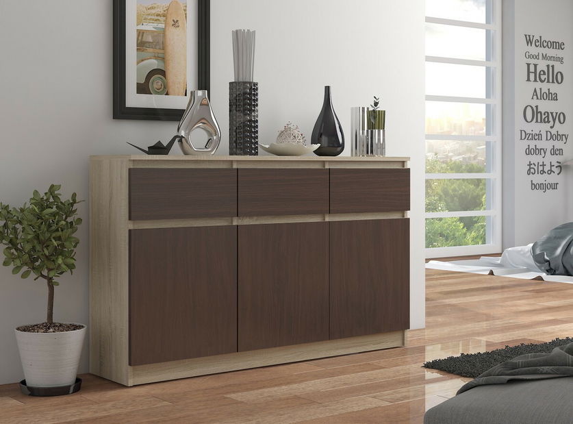 Komoda Kuwait 3D 3D (hrast sonoma + wenge)