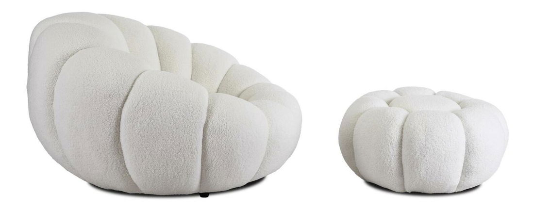 Fotelja Pague (krem) (s tabureom)