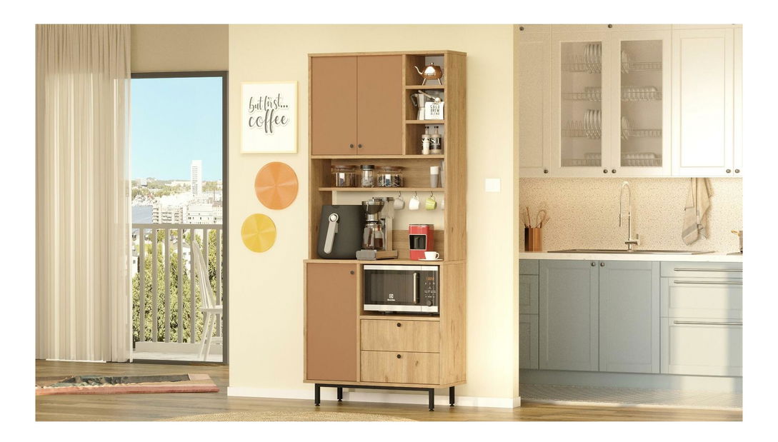 Polcos szekrény Rebutia 6 (tölgy + tégla)