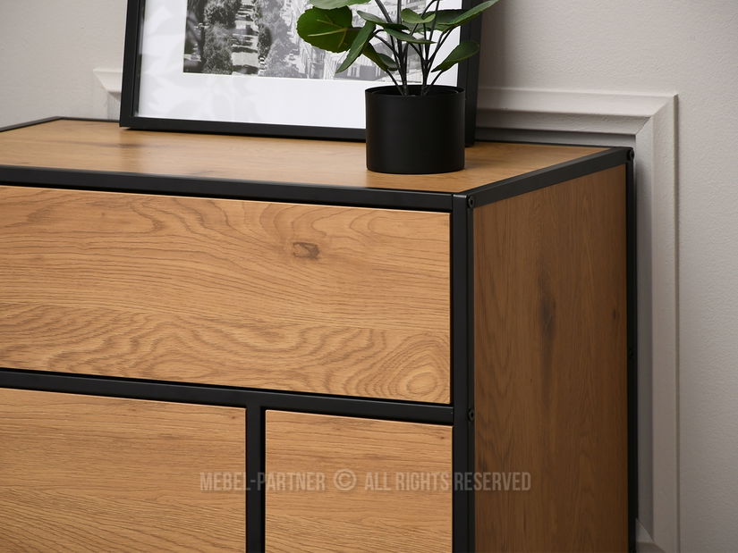 Comodă Soren Kom (stejar + negru)