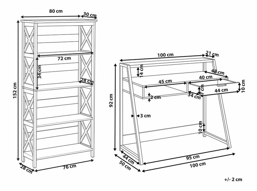Uredski set Frida (svijetlo drvo + crna)