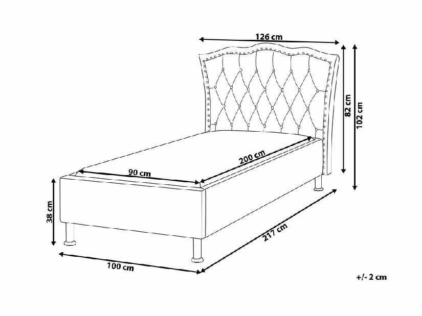 Pat de o persoană 200 x 90 cm Metty (bej) (cu somieră)