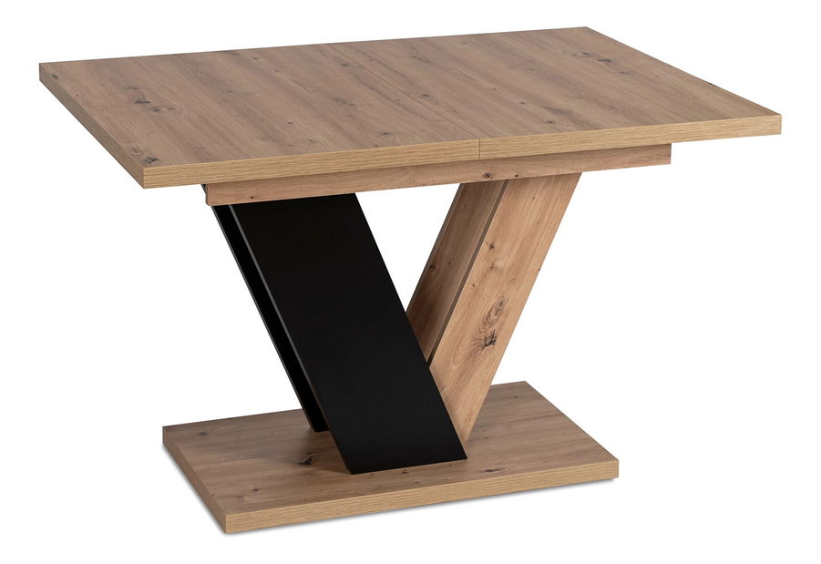 Masă sufragerie extensibilă Comentado (stejar artisan + negru) (pentru 4-6 persoane)