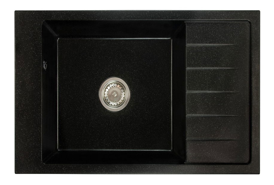 Kuchynský drez Lurano (čierna + textúra) (s 1 otvorom pre batériu) (P)
