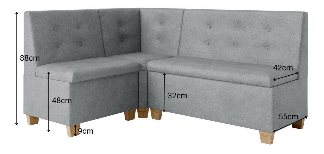 Rohová lavica Bolio 130x170 (sivá)