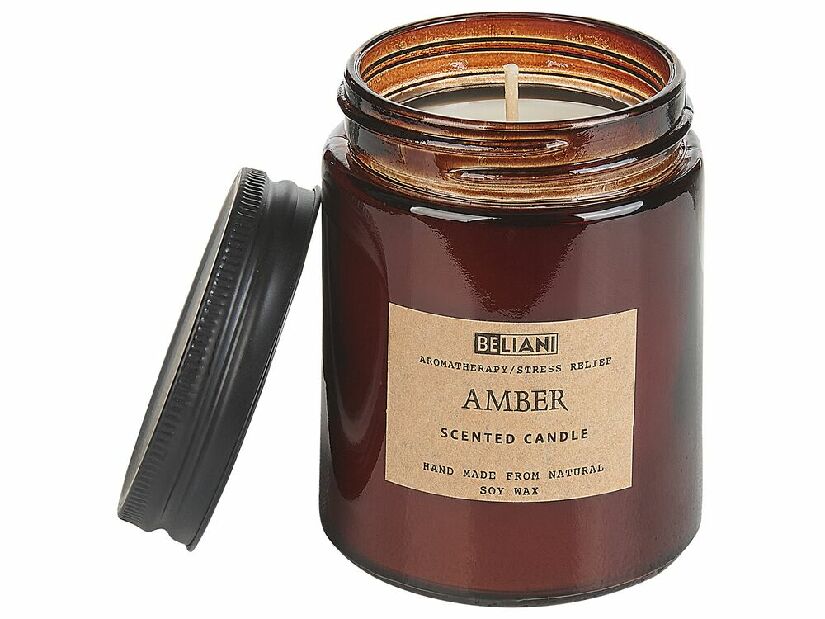 Lumânare din ceară de soia , difuzor cu bețișoare cu parfum de chihlimbar Ember (maro)