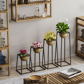 Dekoratív virágtartó Gwion (fekete + arany)