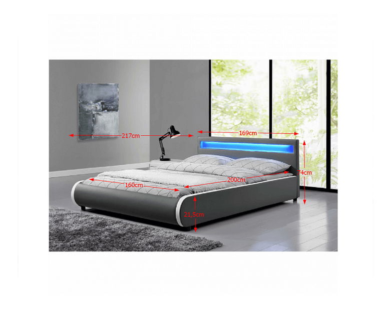 Bračni krevet 160 cm Krunt (S podnicom i rasvjetom) 