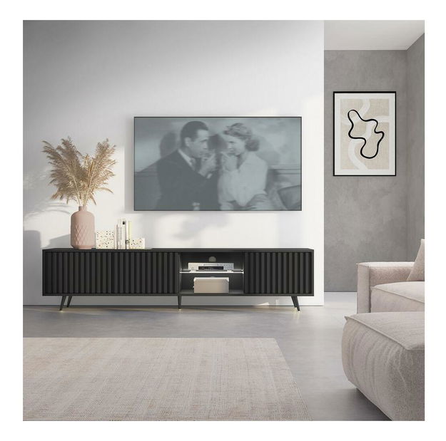 TV skrinka/stolík Biel 175 (s osvetlením) (čierna)