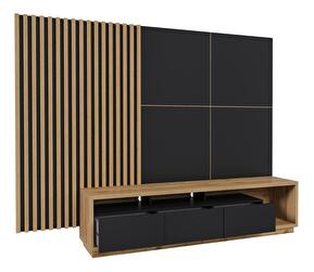 Mobilier living Celcey Typ 10 (Stejar wotan + Negru)