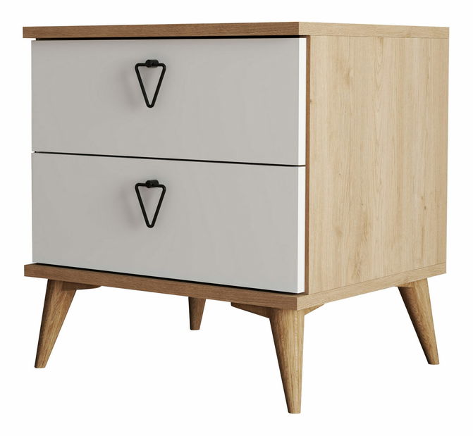 Noptieră Versala (stejar + alb)