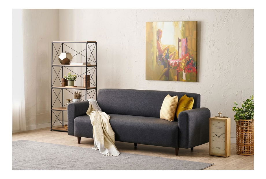 Canapea trei locuri Noyalepo L (antracit + Nuc)