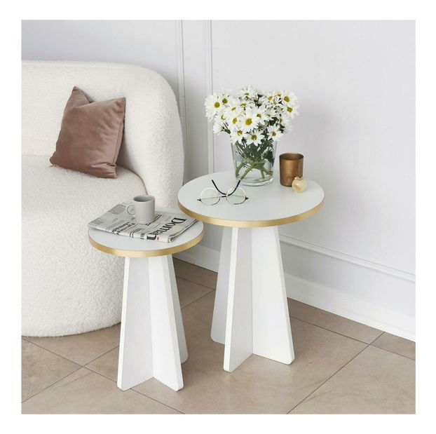 Set 2ks. konferenčných stolíkov Kabivo 1 (zlatá + biela)