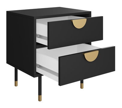 Nočný stolík Tivaso 2SZ (čierna + zlatá) 