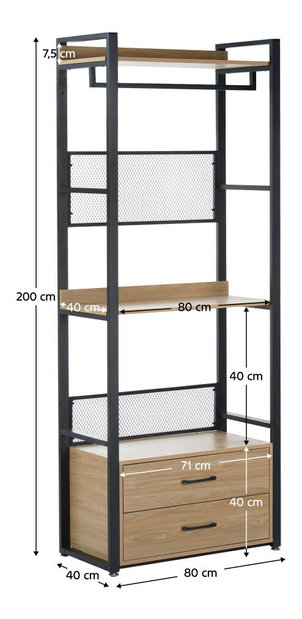Regál so zásuvkami Kiko Typ 1 (dub + čierna)