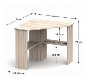 Rohový PC stolík Revur (dub sonoma)