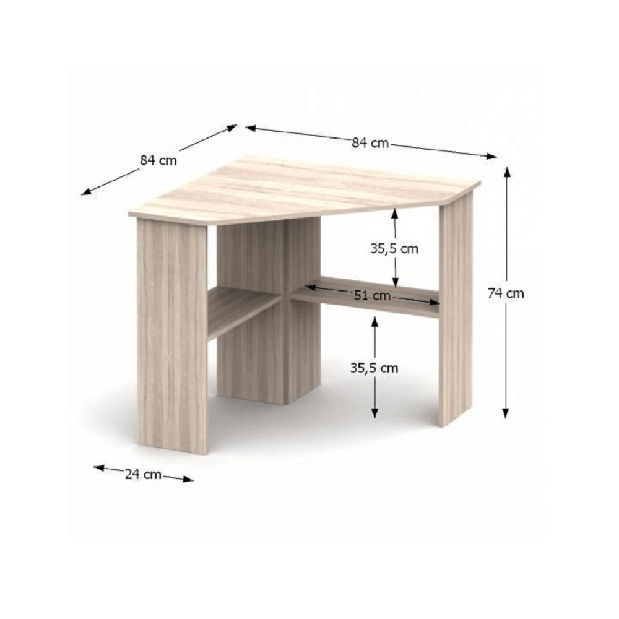 Rohový PC stolík Revur (dub sonoma)