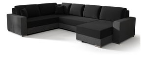 Rohová sedačka v tvare U Pearle 3 (čierna + sivá) (L)