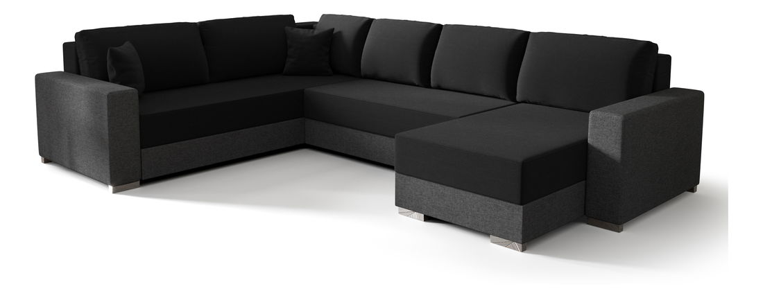 U alakú sarokkanapé Pearle 3 (fekete + szürke) (B)